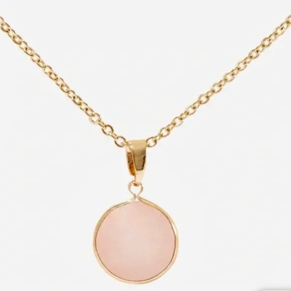 New Sanctuary 14K Gold Dipped Serenity 11” Necklace with Faceted Rose Quartz Gem - Picture 1 of 6